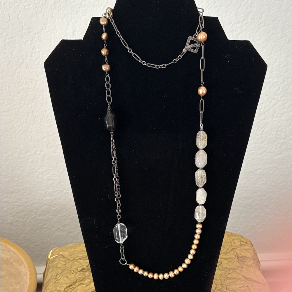 Silpada Sterling Silver, Champagne and Quartz Beaded Necklace